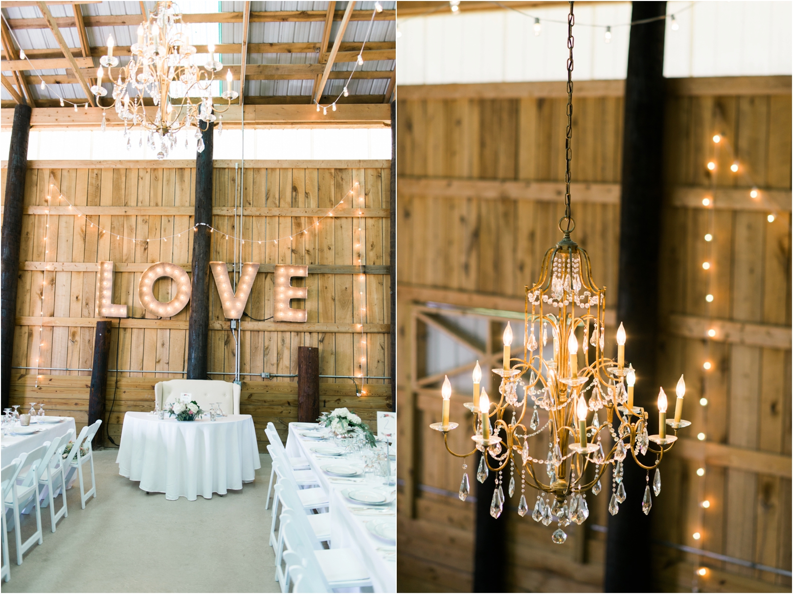 love marque sign in barn wedding