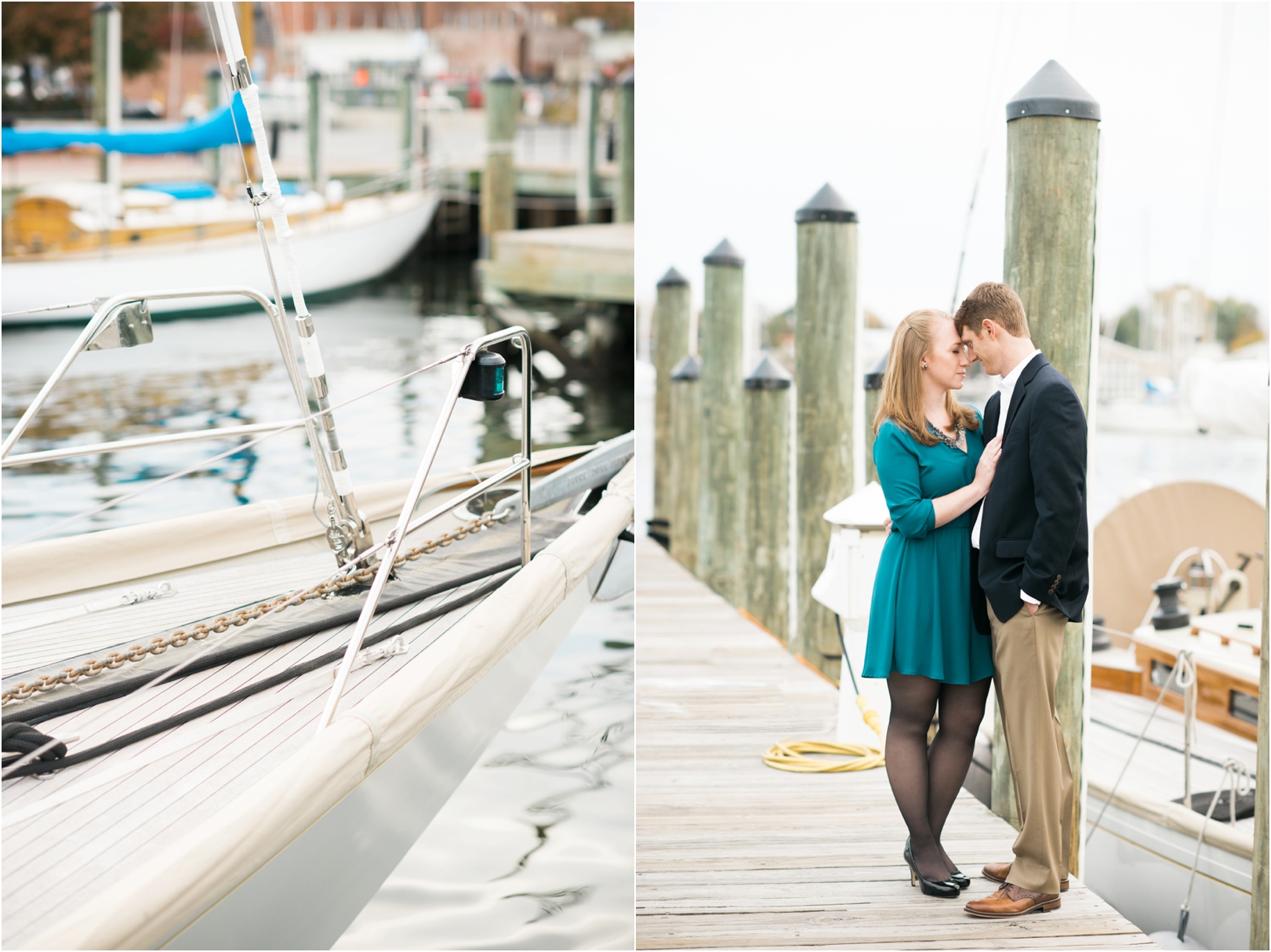 Fall engagement session photo in downtown Annapolis on the water 