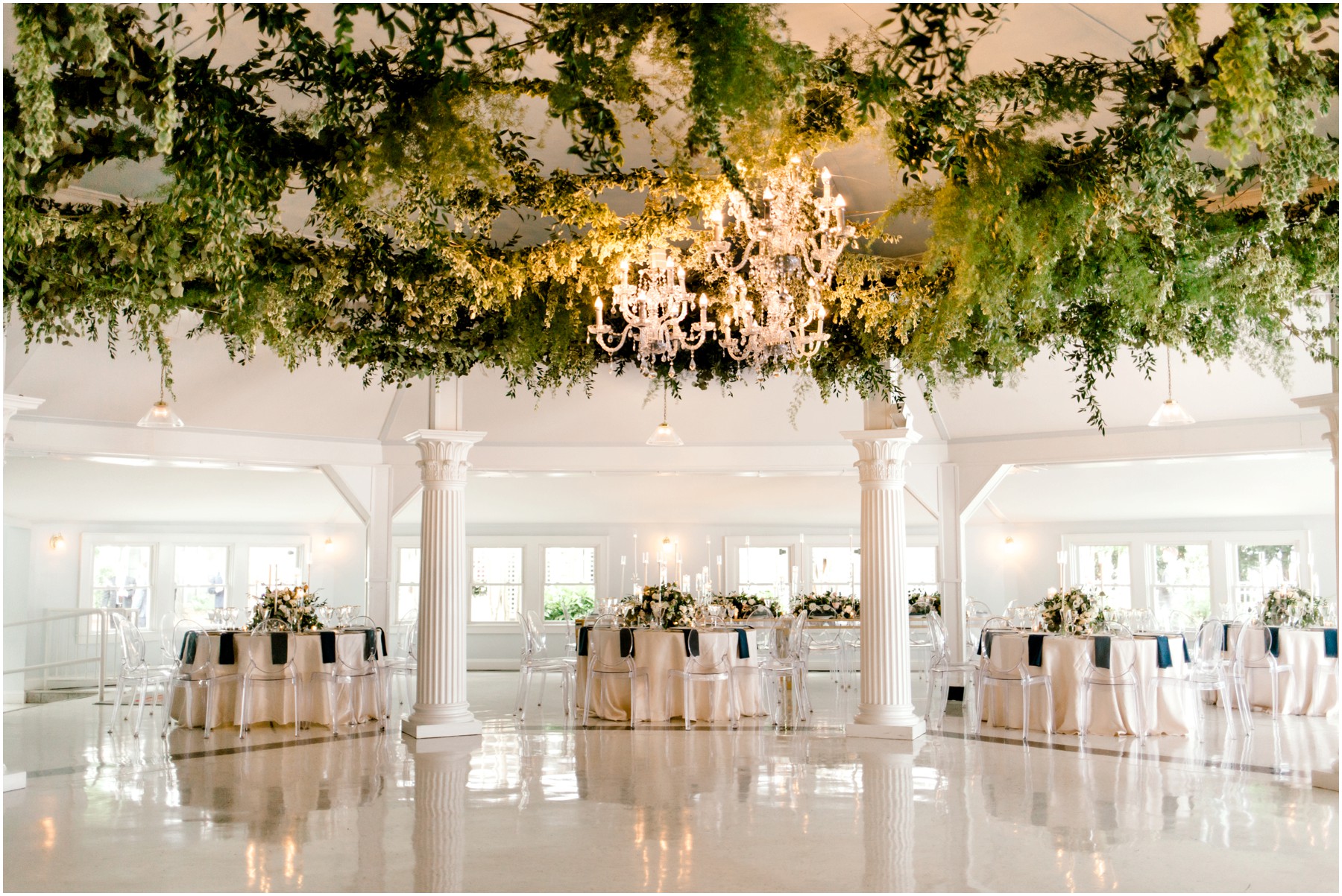 hanging floral installation wedding design inspiration