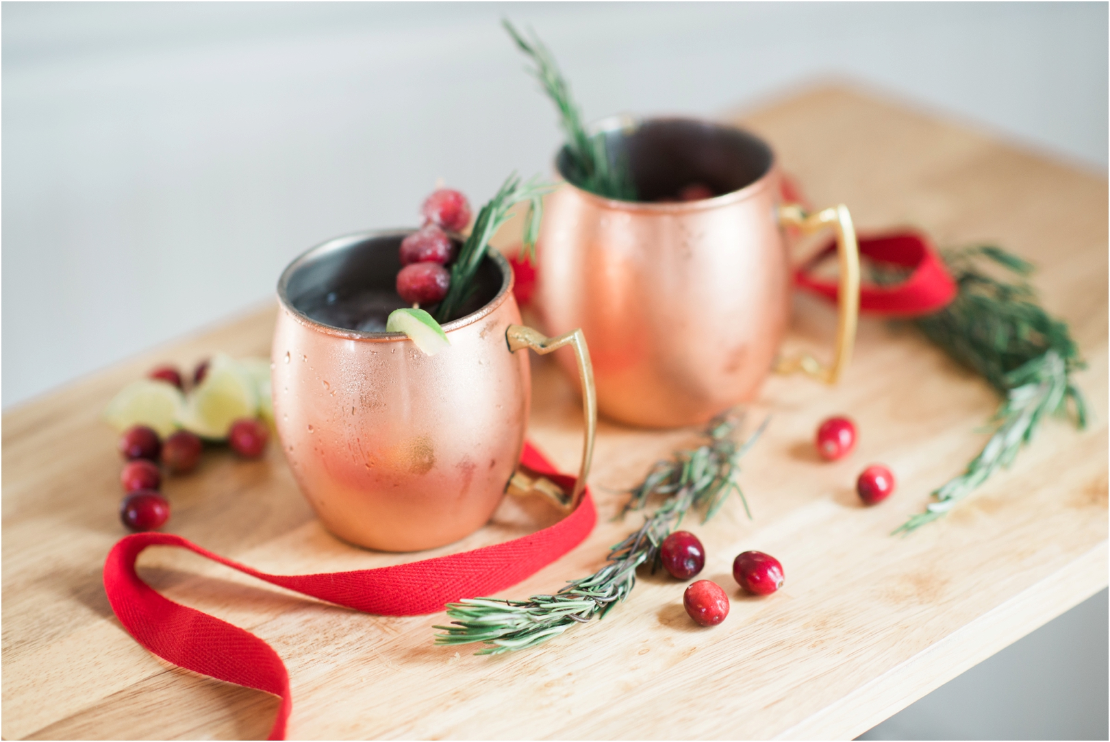 Holiday Moscow Mule with Cranberries 
