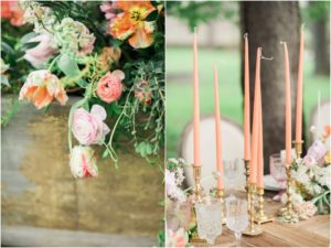blush and peach wedding table set up rentals by white glove rentals