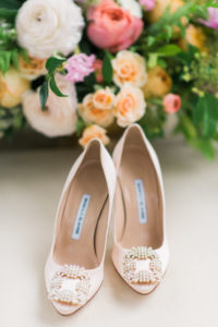blush manolo blahnik wedding shoes