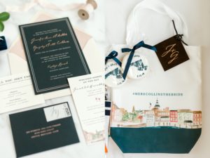 Navy and blush late spring waterfront wedding celebration at Kurtz’s Beach in Pasadena, MD featuring neutral florals, custom touches, and high-end details.